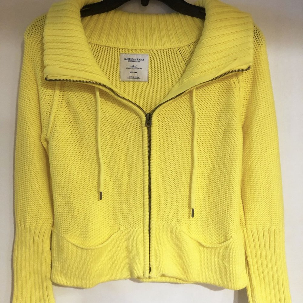 American Eagle Women's Yellow Full Zip Turtleneck